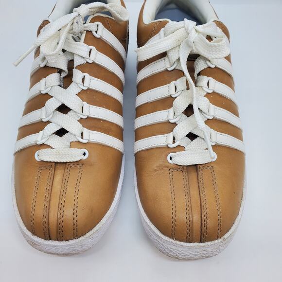 K-Swiss Men Preppy Classic 88 Horween Tennis Court Sneaker Tan/Cream 6 - Picture 3 of 8